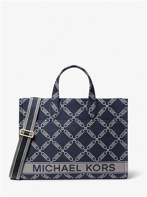 michael michael kors gigi large empire logo jacquard tote bag|michael kors gigi bag.